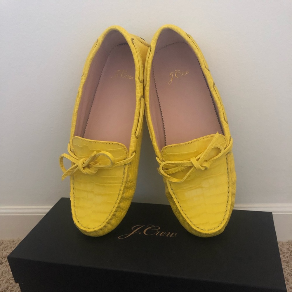J Crew croc-embossed Driving Moccasins size 8H